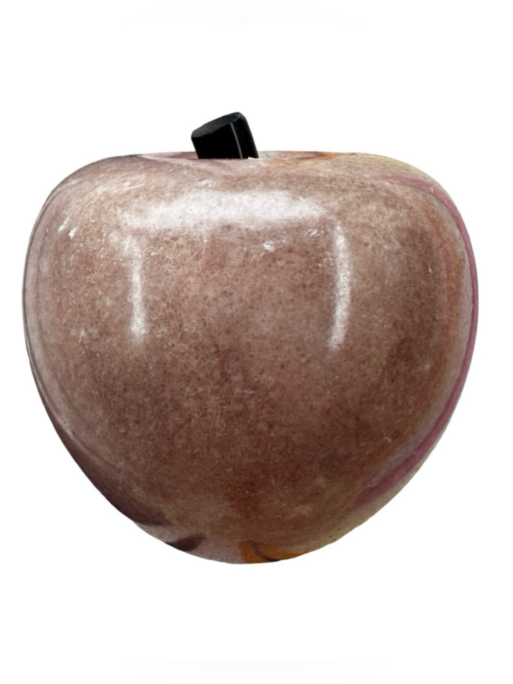 Vintage Dusty Pink Stone Carved Apple Decor Paperweight 2 3/4”